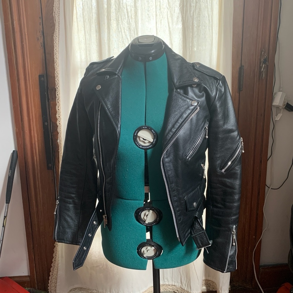 Straight to Hell black Commando leather jacket size small